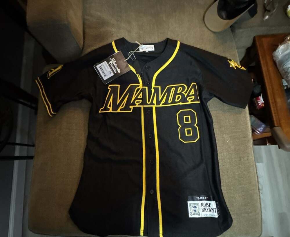 Authentic Classics Kobe Bryant Mamba Snakeskin Baseball Jersey Black Size Medium
